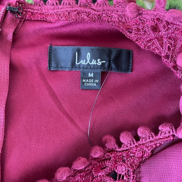 LULUS Lust or Love Wine Red Embroidered Lace Long Sleeve Mini Dress - Picture 15 of 15